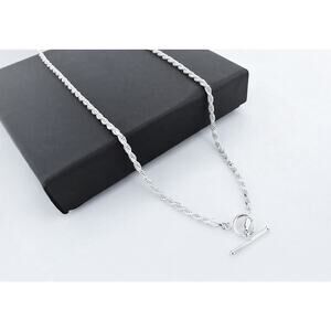 Rope Chain with Toggle Clasp, SOLID Sterling Silver Necklace, Stamped 925 ITALY